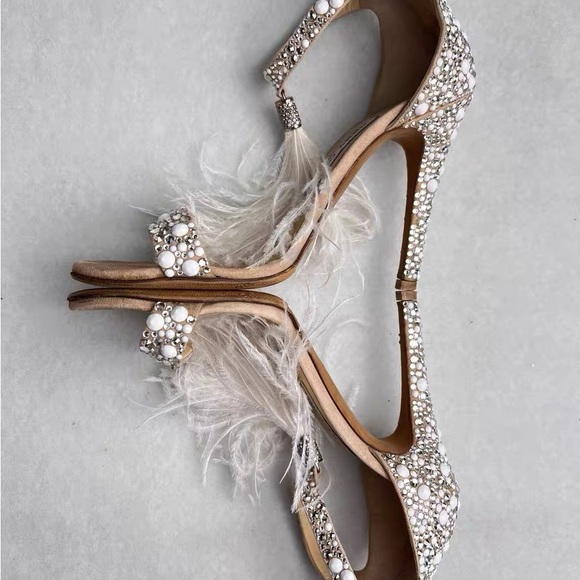 Jimmy Choo Pearl and Feather Embellished Heels - Picture 2 of 5